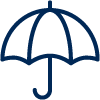 Icon illustration of an umbrella.