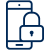 Icon illustration of a phone with a padlock.