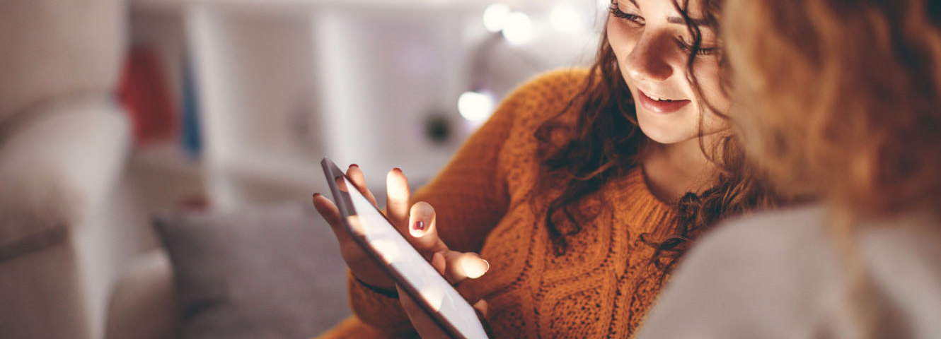 Woman looking at cell phone